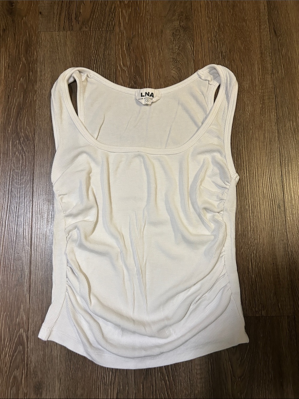 LNA Ivory Ribbed Scoop Tank size small